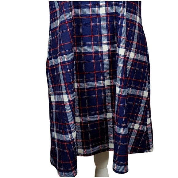 Piphany Carmine Dress Size Medium Blue Red Plaid Pockets Work Office Preppy - Picture 4 of 9